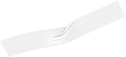 A rendered strip deforms sharply near the center, illustrating stress concentration on a white surface, showing a smooth and flowing transition, transparent background