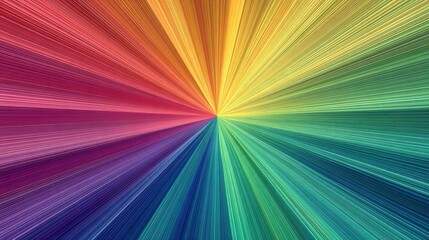 Fototapeta premium Radiant burst of rainbow colors emanating from a central point, abstract design