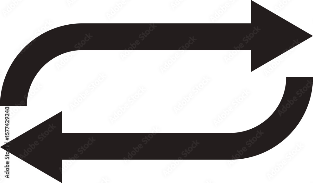 Poster two curved arrows pointing in opposite directions isolated on transparent background