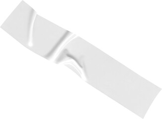 Isolated piece of white tape on transparent backdrop, a versatile asset for mockups or design projects requiring adhesive elements, transparent background