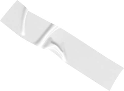 Isolated piece of white tape on transparent backdrop, a versatile asset for mockups or design projects requiring adhesive elements, transparent background