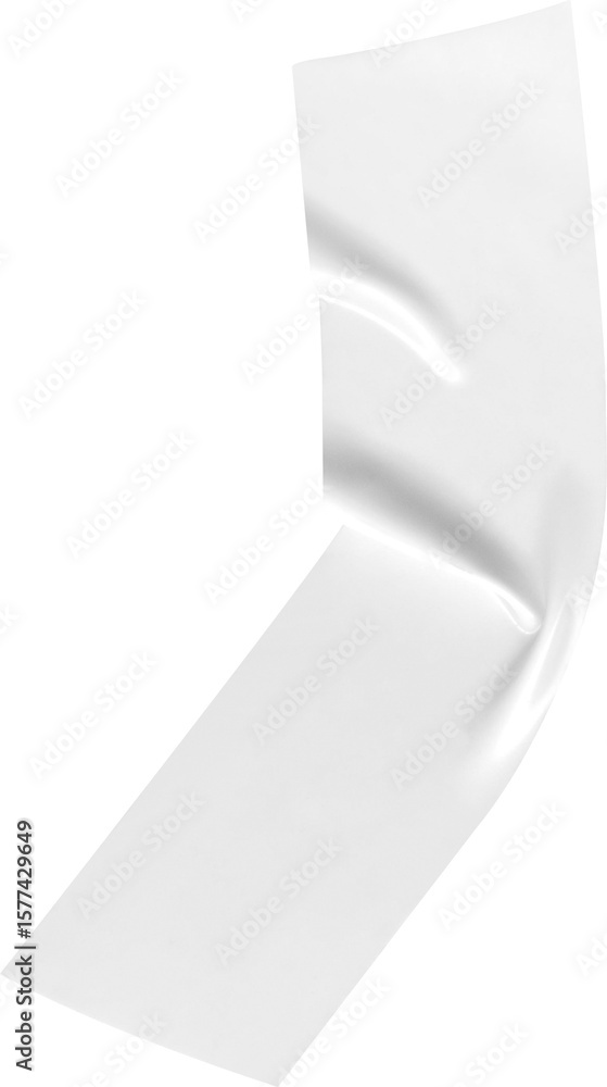 Poster a clean white adhesive tape strip on a transparent background, featuring subtle curves and a transpa