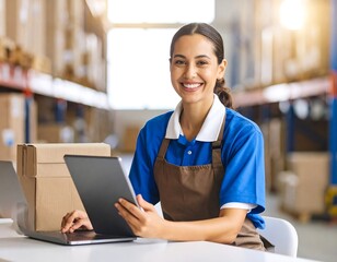 Fototapeta premium Woman working in warehouse