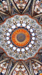 Obraz premium Ornate Dome Ceiling Architectural Design, Intricate Colorful Patterns, Persian Style