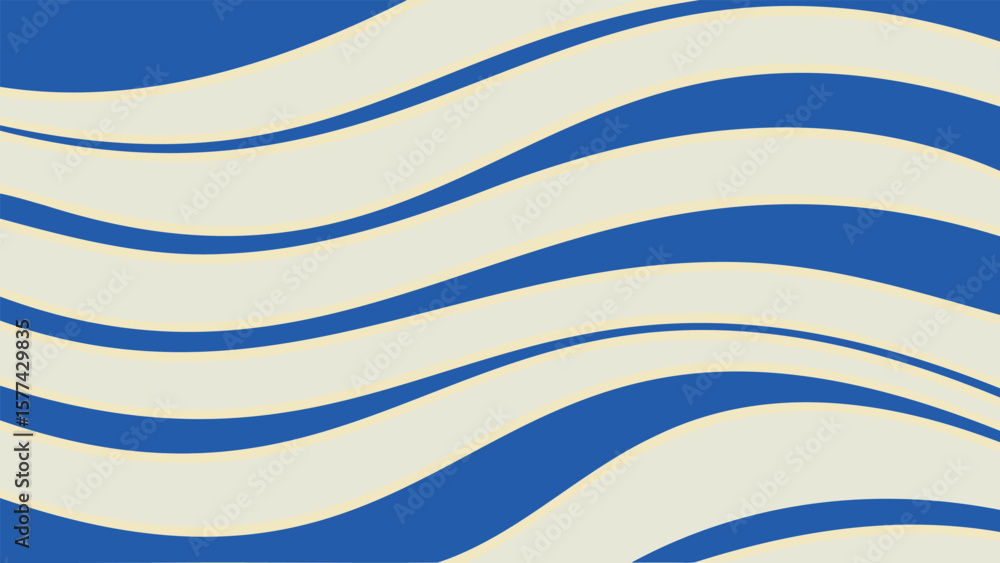 Poster abstract background featuring alternating blue and cream colored wavy lines pattern design art