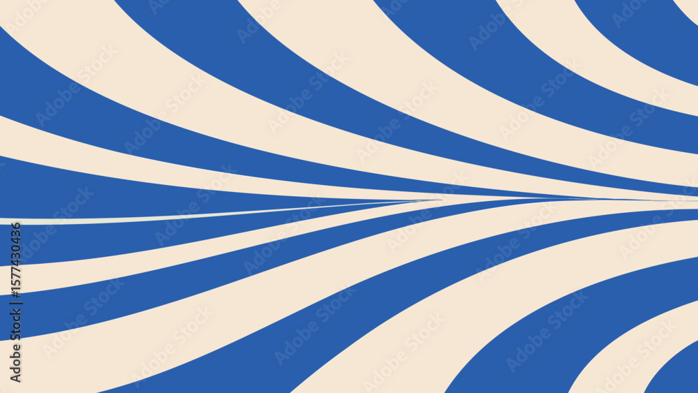 Aufkleber optical illusion of blue and white curved lines creating a sense of depth and perspective effect loo
