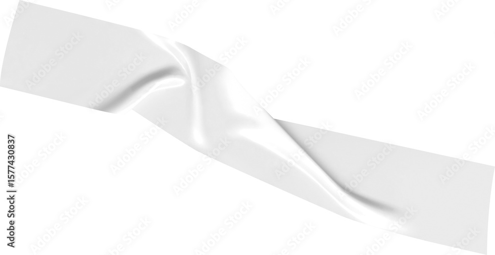 Poster white tape strip on transparent background with a glossy texture and realistic crumpled effect, perf