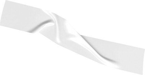 White tape strip on transparent background with a glossy texture and realistic crumpled effect, perfect for graphic design and mockup projects.