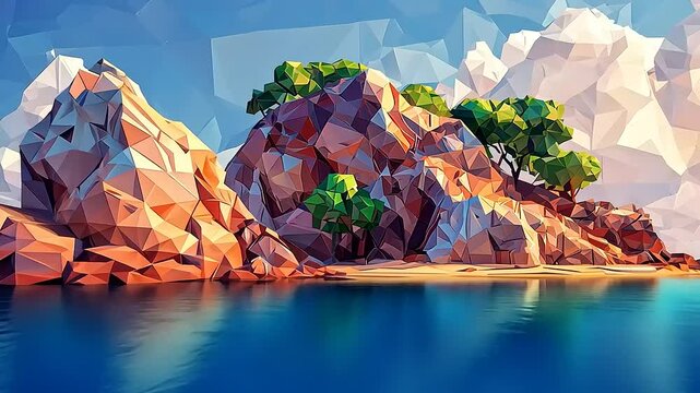 Low poly island landscape
