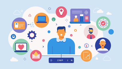 social media network, remote work illustration