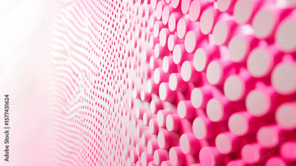 Poster abstract pink and white cylinder pattern with shallow depth of field and blurred background effect