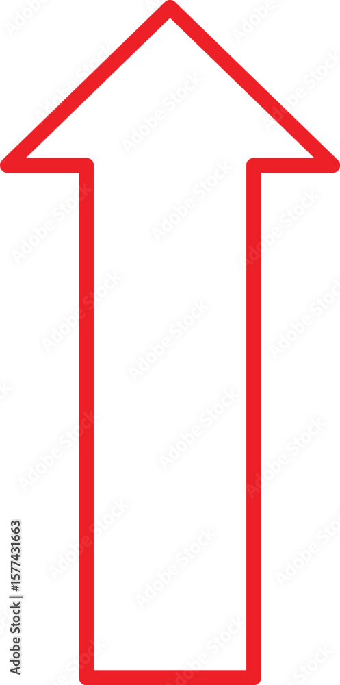 Poster simple red arrow pointing upwards isolated on transparent background