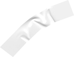Single strip of glossy white tape on a transparent background shows realistic wrinkles and folds,...