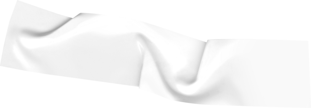Wavy white fabric elegantly flows across a transparent background, suitable for banners, product displays, and modern abstract designs.