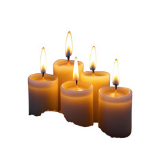 Five Lit Candles on Transparent Background - Peaceful and Serene Atmosphere