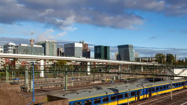 Dynamic Autumn Scene at The Hague Central Railway Station Timelapse