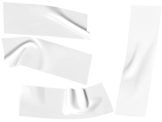 White paper tapes are on a transparent background providing a realistic look, ideal for design mockups or creative projects