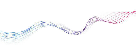 Flowing Dot Wave halftone gradient pattern on transparent background	