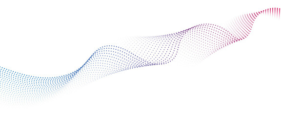 Flowing Dot Wave halftone gradient pattern on transparent background	