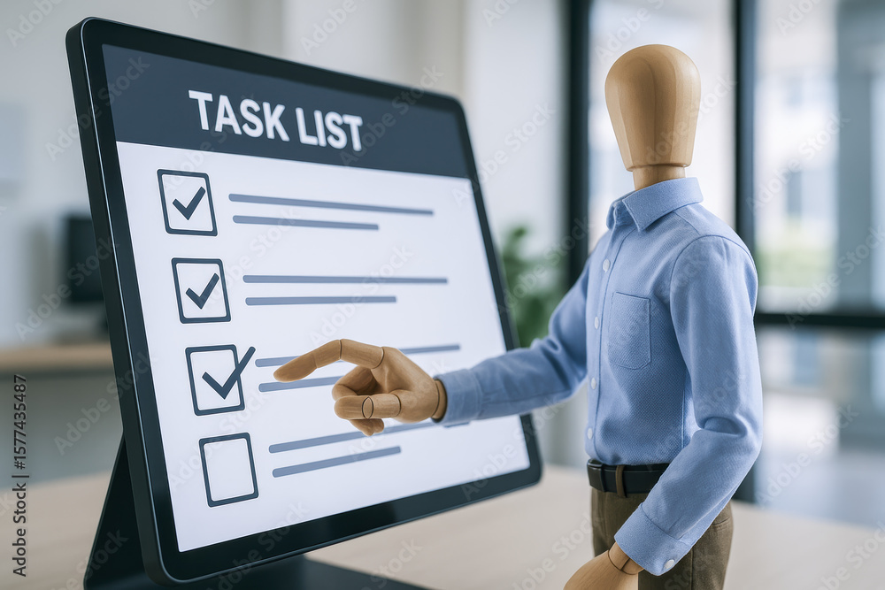 Poster a digital checklist highlights progress and completion signaling productivity and organized workflow