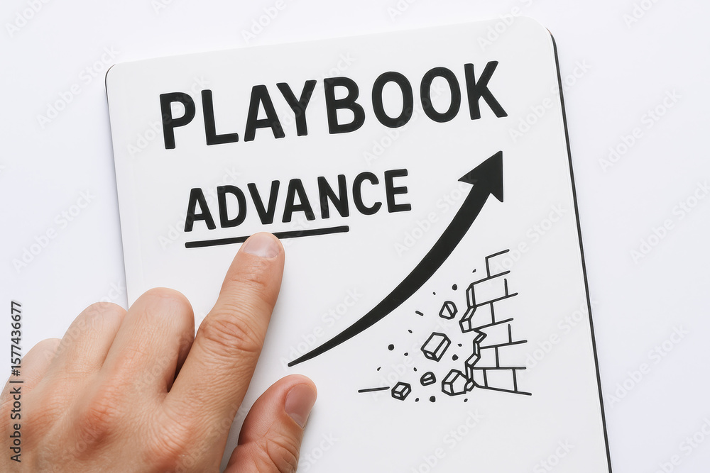 Poster a strategic approach is highlighted as progress breaks through barriers symbolizing growth and devel
