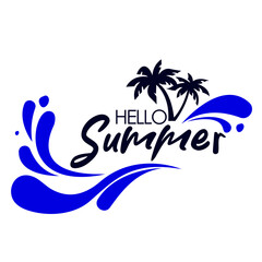 Hello summer. Vector illustration. Logo