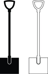 Gardening tools icon set Shovel vector collection isolated on transparent background for creative projects. Gardening tools landscape construction farm work equipment