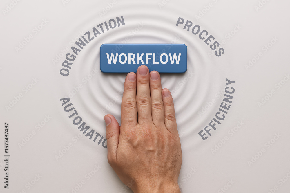Poster a initiates a workflow process symbolizing the organization and efficiency gained through automation