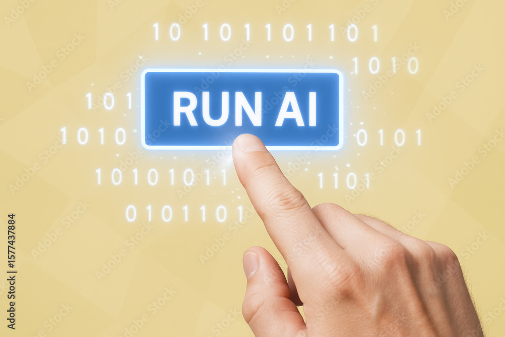Poster a activates an advanced digital interface symbolizing innovation and automation within a futuristic 