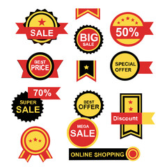 Obraz premium Red and Yellow Sale Badges Collection discount offer