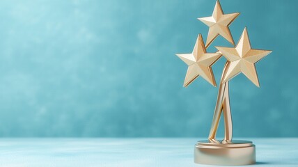 Golden stars gleaming atop trophy, representing excellence, success, outstanding and performance