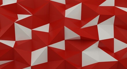 Abstract Red and White Low Poly Background