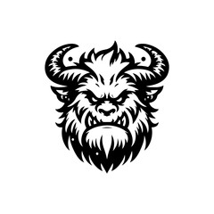 Obraz premium Fierce Black and White Stylized Minotaur Head Illustration.
