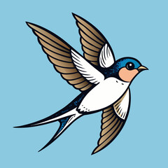 Flying Swallow Bird Vector Illustration