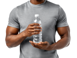 Hydration and Wellness: A fit individual holds a refreshing bottle of water, emphasizing the significance of staying hydrated for peak health and fitness.