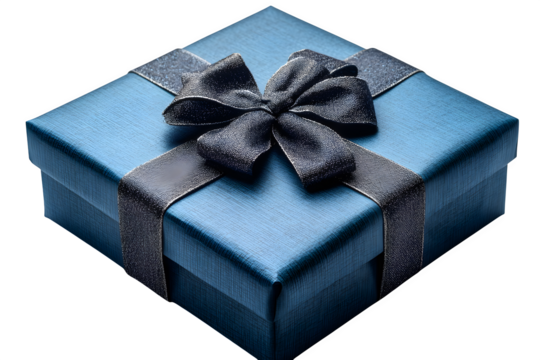 Birthday gift Christmas present blue box isolated on white background - Powered by Adobe