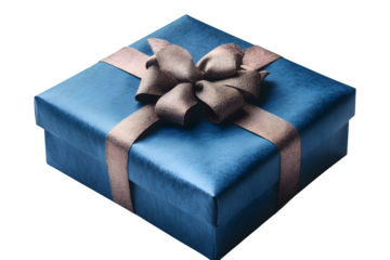 Birthday gift Christmas present blue box isolated on white background