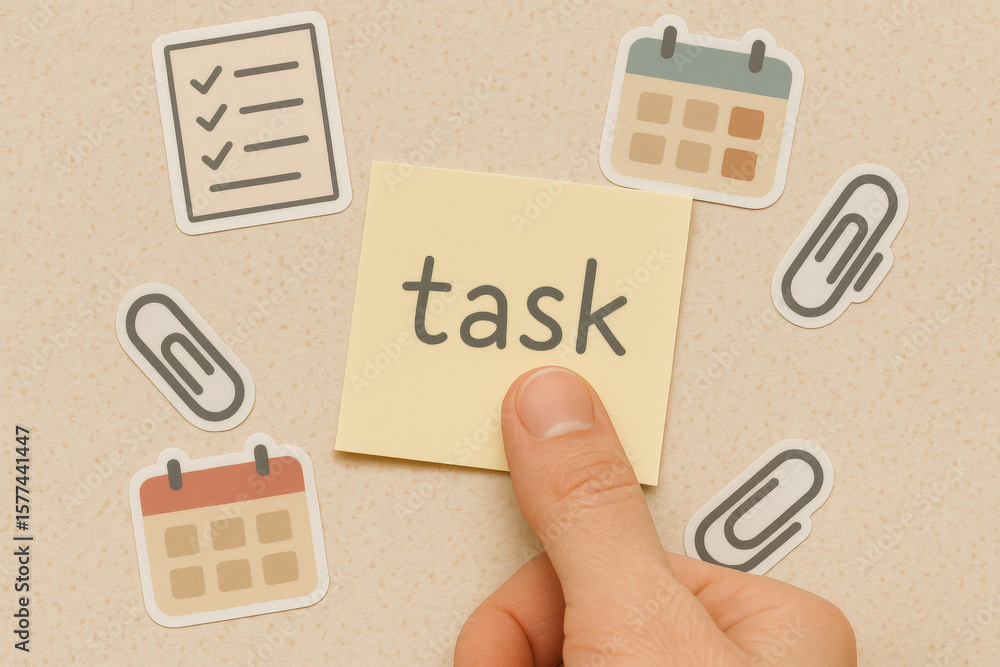 Poster a focused effort selects a task from a planning set emphasizing organization and productivity