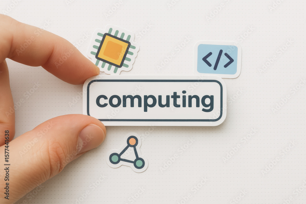 Poster the concept computing drives innovation through data processing and digital code structures