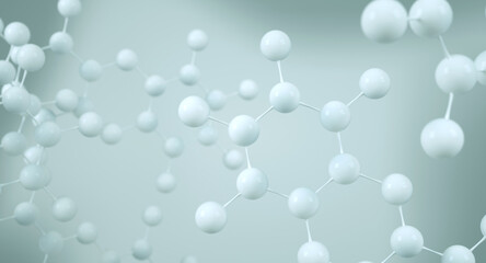 Skincare or perfume technology essence element. Cosmetic Essence, Liquid bubble, Chemical Molecule on blue background, 3d render	