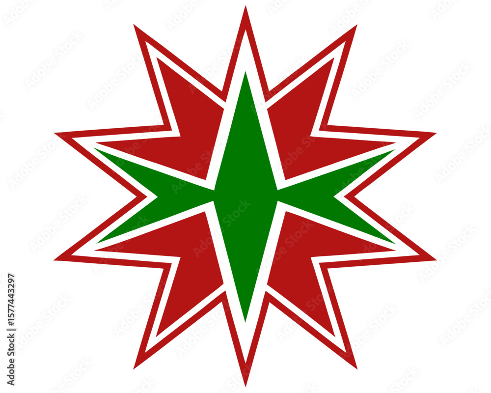 Aufkleber geometric starburst design with red green and black lines ideal for various projects.