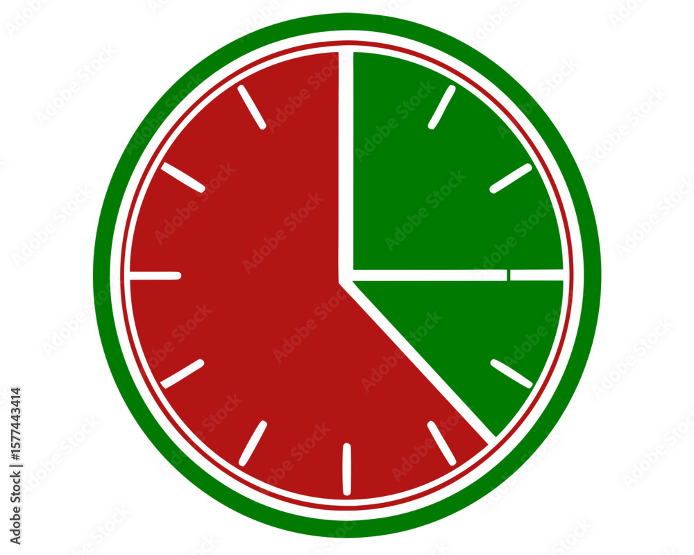 Aufkleber abstract clock design representing time segments with green and red coloring