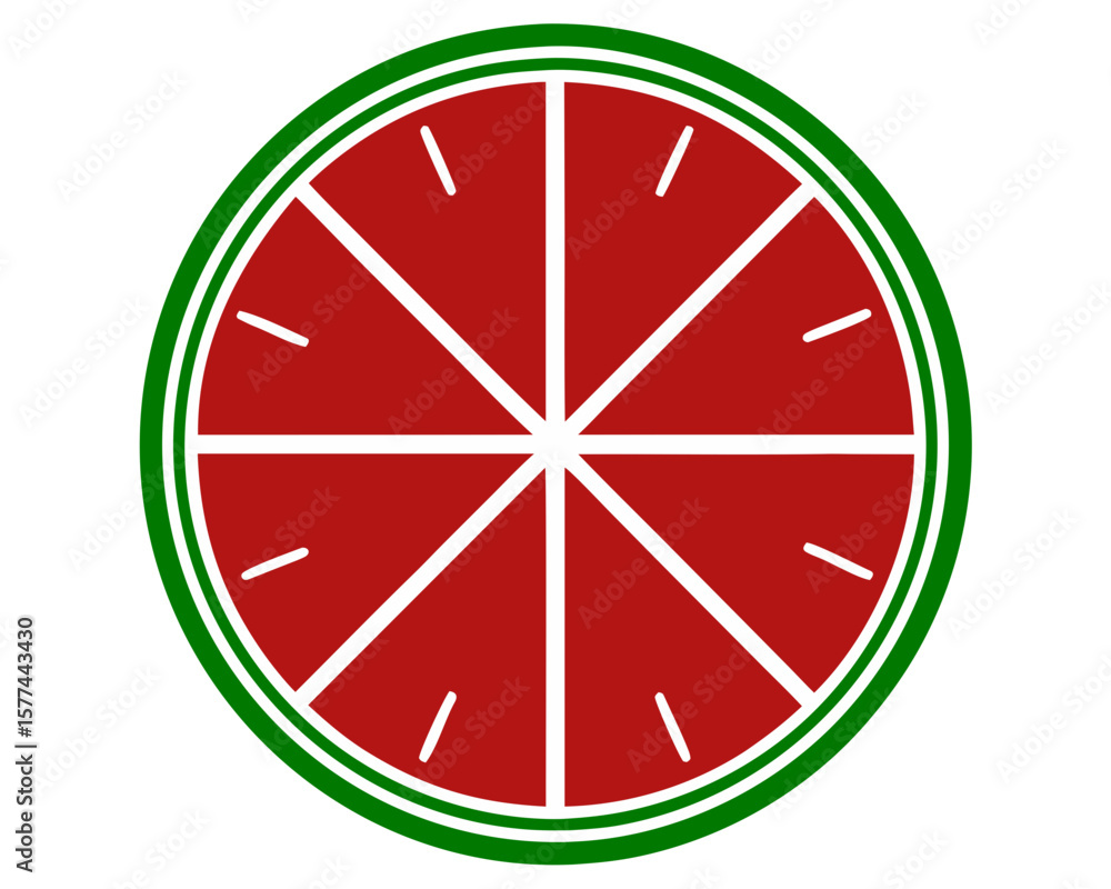 Poster simple watermelon slice icon design with segmented illustration and green border suitable for brandi