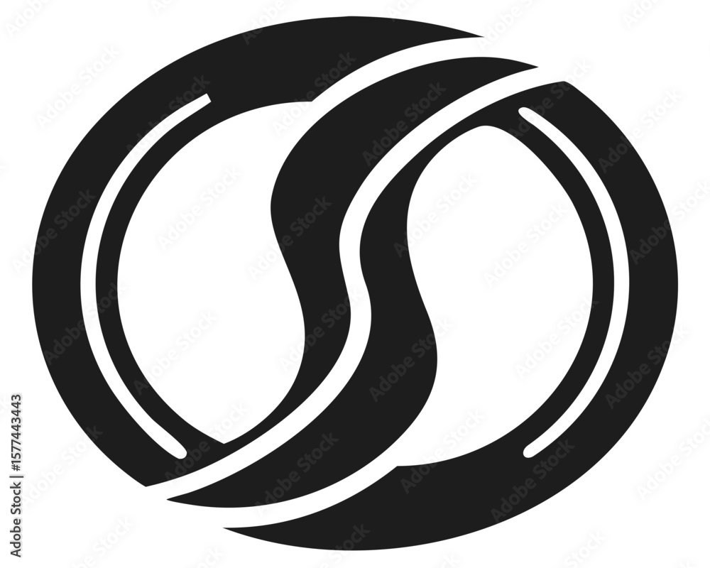 Poster abstract symmetrical flowing s curve silhouette design element for various concepts