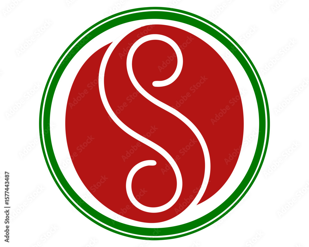 Poster artistic abstract design featuring a letter s within a circle with transparent background