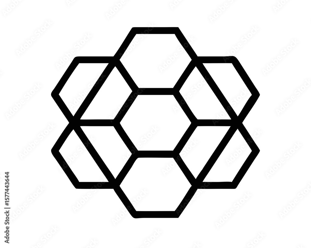 Poster geometric hexagonal design vector silhouette with subtle interlocking intricacy for creative project