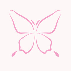 This minimalist pink butterfly illustration resembles cherry blossom petals, reflecting beauty, gentleness, and the symbol of change typical of the spring season