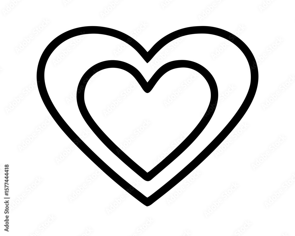Poster simple black heart outline design showing love and affection as a graphic element
