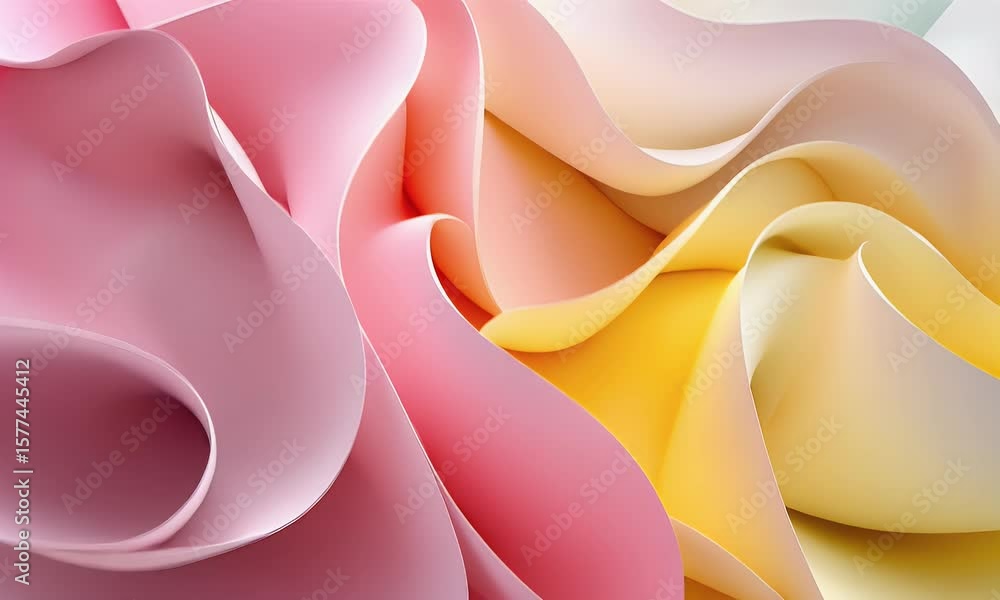 Poster abstract orange and white background with wavy shapes. bright 3d rendering of soft fabrics in motion