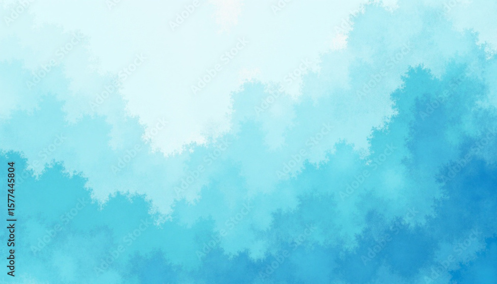 Poster modern digital art rendering featuring a cool tone gradient transition from pale white to rich